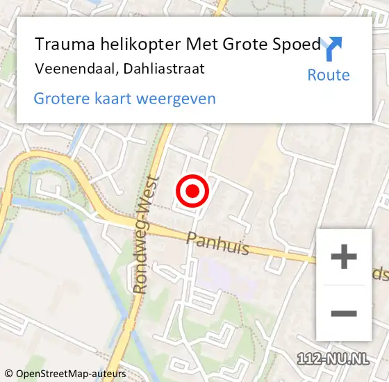 Locatie op kaart van de 112 melding: Trauma helikopter Met Grote Spoed Naar Veenendaal, Dahliastraat op 23 november 2021 10:36