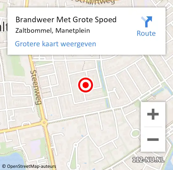 Locatie op kaart van de 112 melding: Brandweer Met Grote Spoed Naar Zaltbommel, Manetplein op 23 november 2021 11:07