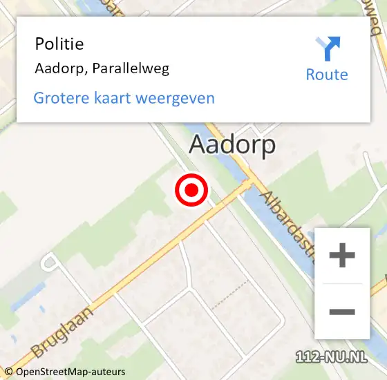 Locatie op kaart van de 112 melding: Politie Aadorp, Parallelweg op 23 november 2021 11:12