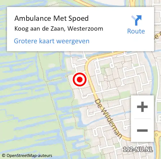 Locatie op kaart van de 112 melding: Ambulance Met Spoed Naar Koog aan de Zaan, Westerzoom op 23 november 2021 11:39