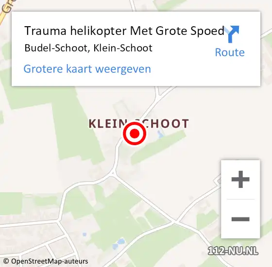 Locatie op kaart van de 112 melding: Trauma helikopter Met Grote Spoed Naar Budel-Schoot, Klein-Schoot op 23 november 2021 11:47