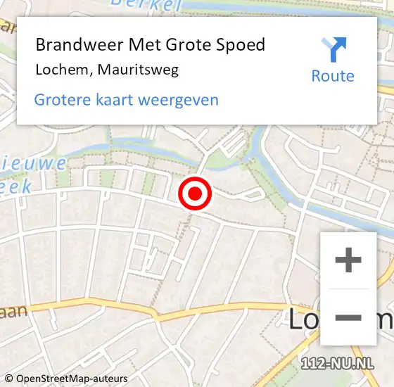 Locatie op kaart van de 112 melding: Brandweer Met Grote Spoed Naar Lochem, Mauritsweg op 23 november 2021 12:07