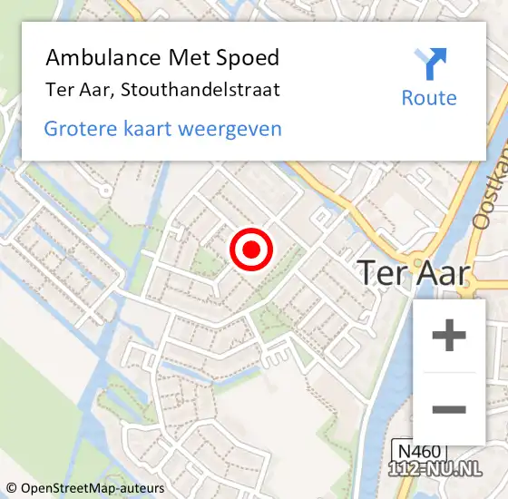 Locatie op kaart van de 112 melding: Ambulance Met Spoed Naar Ter Aar, Stouthandelstraat op 23 november 2021 12:08