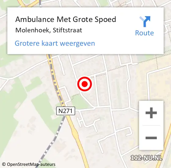 Locatie op kaart van de 112 melding: Ambulance Met Grote Spoed Naar Molenhoek, Stiftstraat op 23 november 2021 12:36