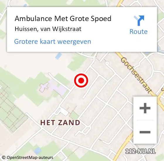 Locatie op kaart van de 112 melding: Ambulance Met Grote Spoed Naar Huissen, van Wijkstraat op 23 november 2021 12:39