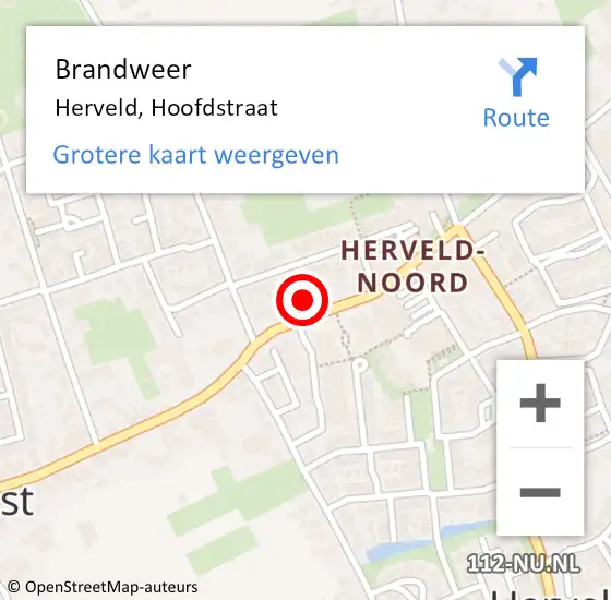 Locatie op kaart van de 112 melding: Brandweer Herveld, Hoofdstraat op 23 november 2021 12:49