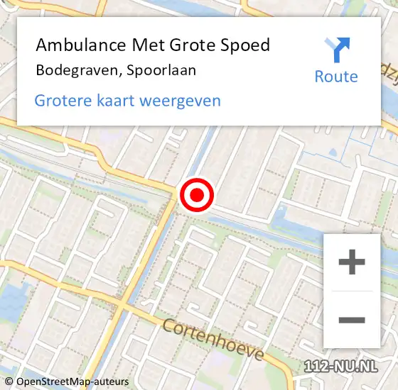 Locatie op kaart van de 112 melding: Ambulance Met Grote Spoed Naar Bodegraven, Spoorlaan op 23 november 2021 13:01