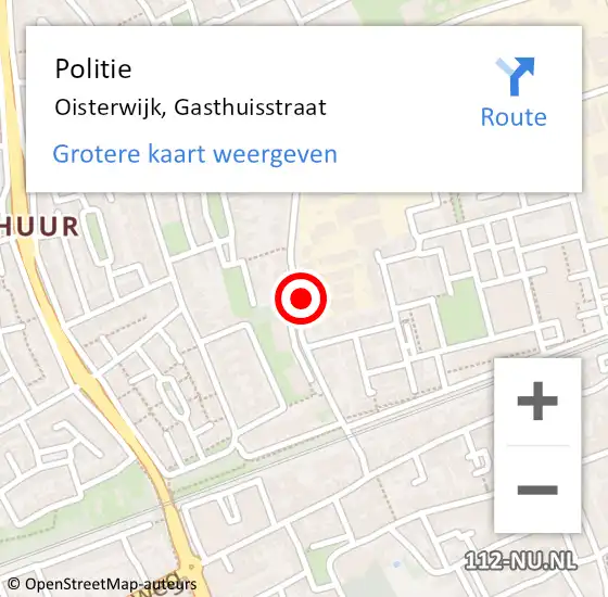 Locatie op kaart van de 112 melding: Politie Oisterwijk, Gasthuisstraat op 30 juni 2014 10:21