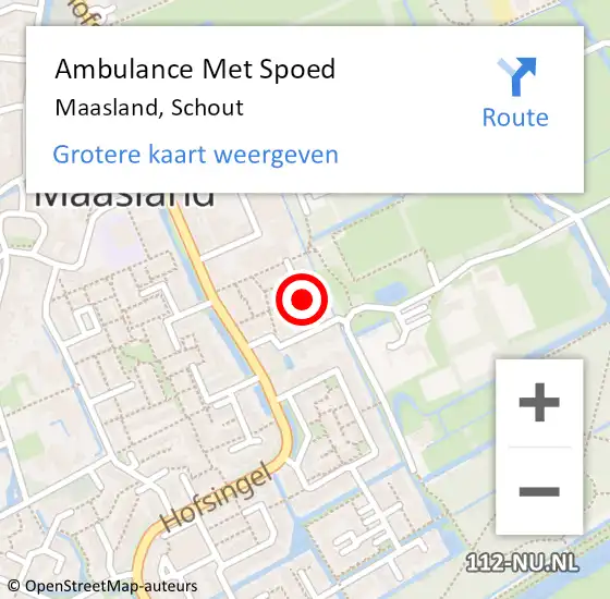 Locatie op kaart van de 112 melding: Ambulance Met Spoed Naar Maasland, Schout op 23 november 2021 13:40