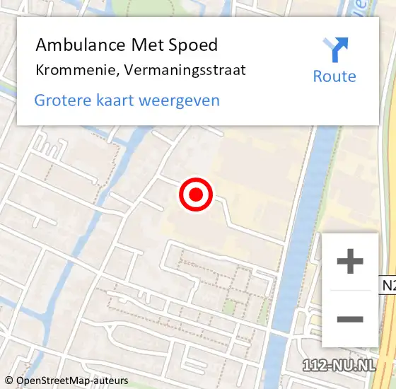 Locatie op kaart van de 112 melding: Ambulance Met Spoed Naar Krommenie, Vermaningsstraat op 23 november 2021 14:04