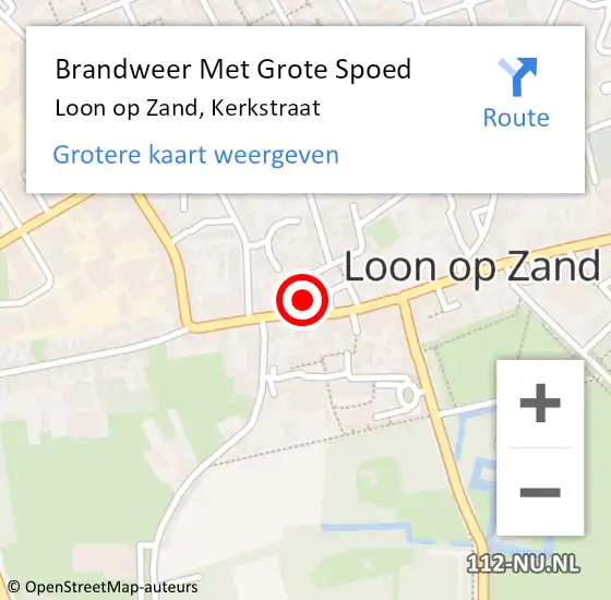 Locatie op kaart van de 112 melding: Brandweer Met Grote Spoed Naar Loon op Zand, Kerkstraat op 23 november 2021 14:15
