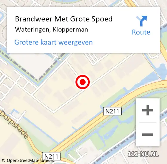 Locatie op kaart van de 112 melding: Brandweer Met Grote Spoed Naar Wateringen, Klopperman op 23 november 2021 14:17