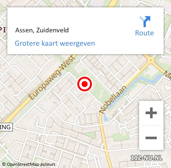 Locatie op kaart van de 112 melding:  Assen, Zuidenveld op 23 november 2021 14:24