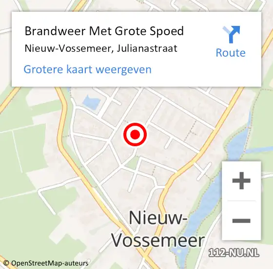 Locatie op kaart van de 112 melding: Brandweer Met Grote Spoed Naar Nieuw-Vossemeer, Julianastraat op 23 november 2021 14:39