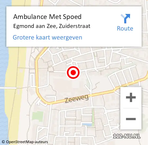Locatie op kaart van de 112 melding: Ambulance Met Spoed Naar Egmond aan Zee, Zuiderstraat op 23 november 2021 14:45