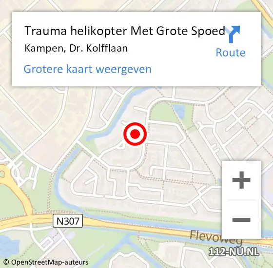 Locatie op kaart van de 112 melding: Trauma helikopter Met Grote Spoed Naar Kampen, Dr. Kolfflaan op 23 november 2021 14:53
