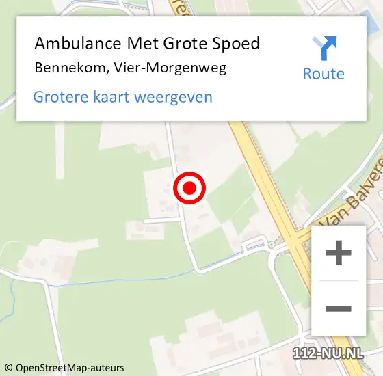 Locatie op kaart van de 112 melding: Ambulance Met Grote Spoed Naar Bennekom, Vier-Morgenweg op 23 november 2021 14:54