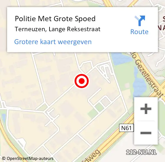 Locatie op kaart van de 112 melding: Politie Met Grote Spoed Naar Terneuzen, Lange Reksestraat op 23 november 2021 15:02