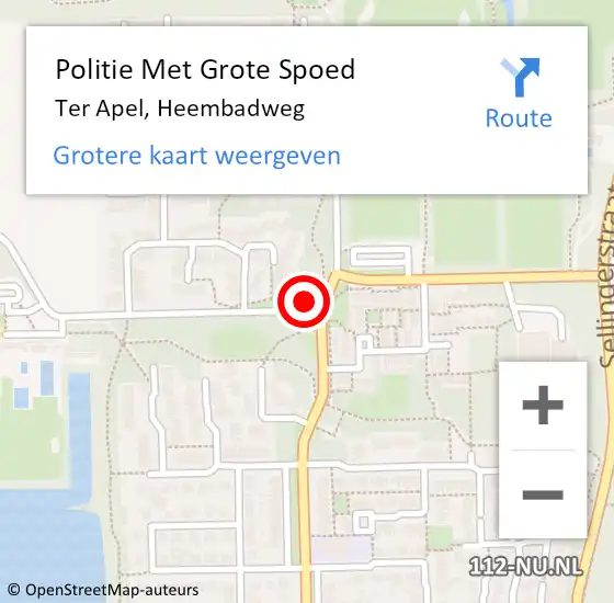 Locatie op kaart van de 112 melding: Politie Met Grote Spoed Naar Ter Apel, Heembadweg op 23 november 2021 15:08