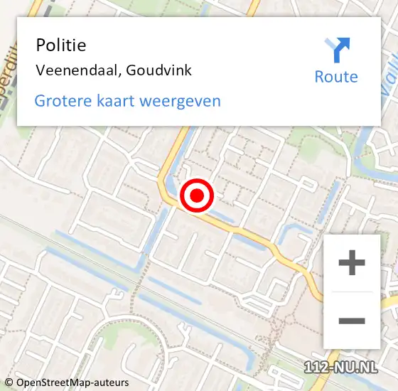 Locatie op kaart van de 112 melding: Politie Veenendaal, Goudvink op 23 november 2021 15:09