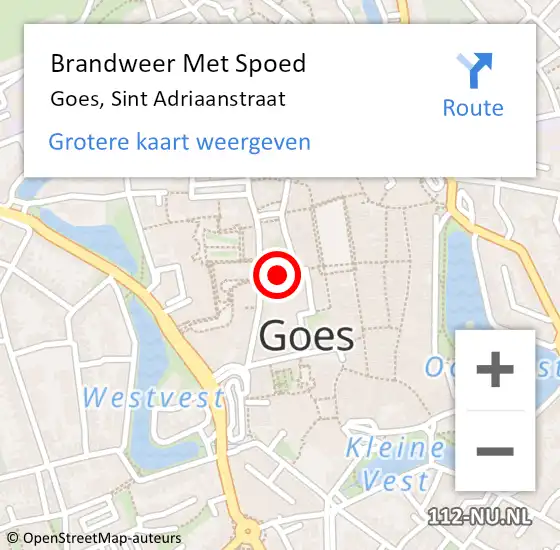 Locatie op kaart van de 112 melding: Brandweer Met Spoed Naar Goes, Sint Adriaanstraat op 23 november 2021 15:16