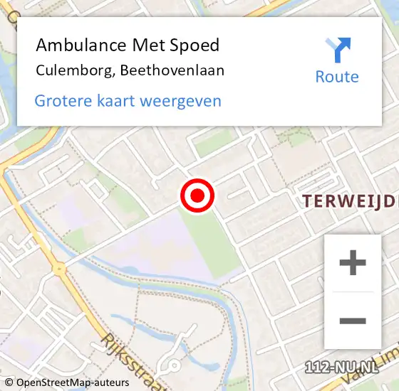 Locatie op kaart van de 112 melding: Ambulance Met Spoed Naar Culemborg, Beethovenlaan op 23 november 2021 15:19