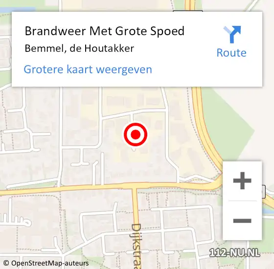 Locatie op kaart van de 112 melding: Brandweer Met Grote Spoed Naar Bemmel, de Houtakker op 23 november 2021 15:25