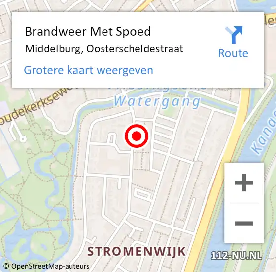 Locatie op kaart van de 112 melding: Brandweer Met Spoed Naar Middelburg, Oosterscheldestraat op 23 november 2021 15:40