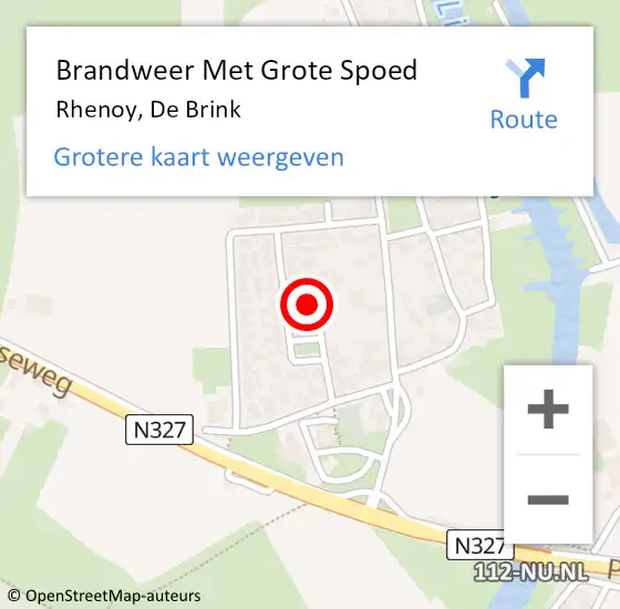 Locatie op kaart van de 112 melding: Brandweer Met Grote Spoed Naar Rhenoy, De Brink op 23 november 2021 16:03