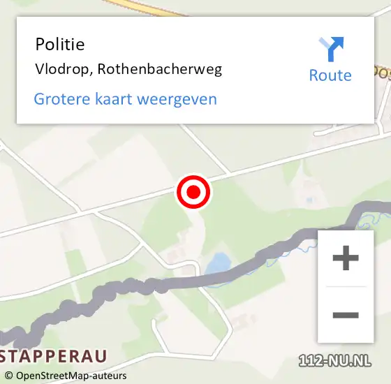 Locatie op kaart van de 112 melding: Politie Vlodrop, Rothenbacherweg op 23 november 2021 16:05