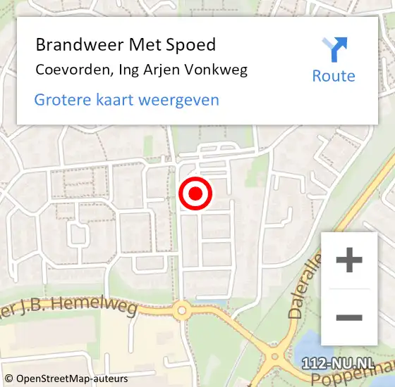 Locatie op kaart van de 112 melding: Brandweer Met Spoed Naar Coevorden, Ing Arjen Vonkweg op 23 november 2021 16:05