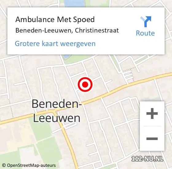 Locatie op kaart van de 112 melding: Ambulance Met Spoed Naar Beneden-Leeuwen, Christinestraat op 23 november 2021 16:06