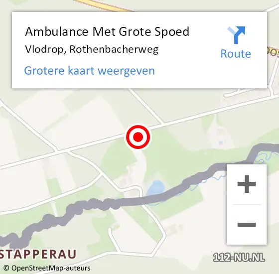 Locatie op kaart van de 112 melding: Ambulance Met Grote Spoed Naar Vlodrop, Rothenbacherweg op 23 november 2021 16:07