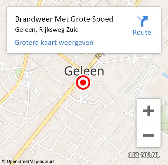 Locatie op kaart van de 112 melding: Brandweer Met Grote Spoed Naar Geleen, Rijksweg Zuid op 23 november 2021 16:13