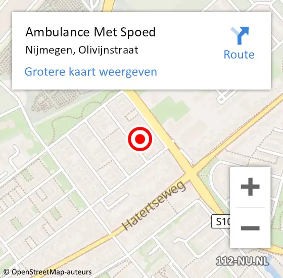 Locatie op kaart van de 112 melding: Ambulance Met Spoed Naar Nijmegen, Olivijnstraat op 23 november 2021 16:20