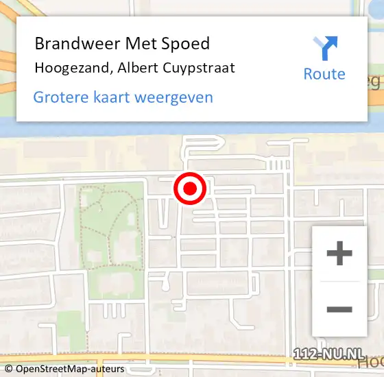 Locatie op kaart van de 112 melding: Brandweer Met Spoed Naar Hoogezand, Albert Cuypstraat op 23 november 2021 16:33