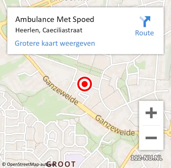 Locatie op kaart van de 112 melding: Ambulance Met Spoed Naar Heerlen, Caeciliastraat op 30 juni 2014 10:40