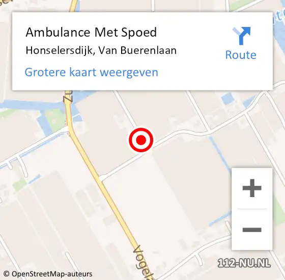 Locatie op kaart van de 112 melding: Ambulance Met Spoed Naar Honselersdijk, Van Buerenlaan op 23 november 2021 16:39