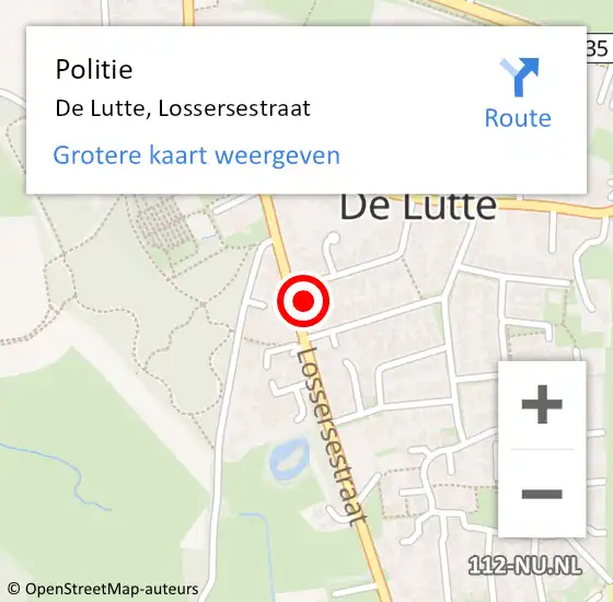 Locatie op kaart van de 112 melding: Politie De Lutte, Lossersestraat op 23 november 2021 16:45