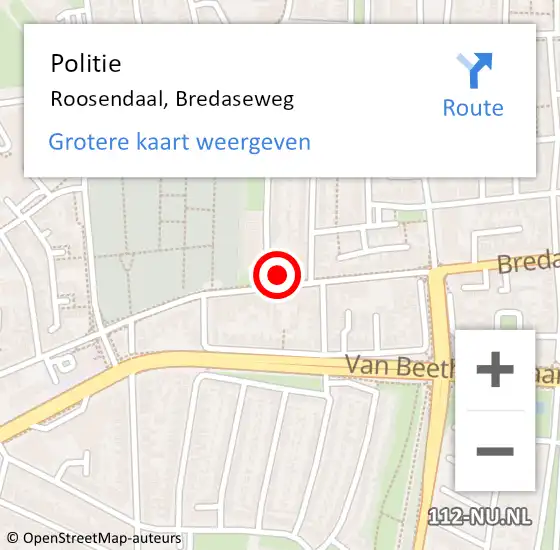 Locatie op kaart van de 112 melding: Politie Roosendaal, Bredaseweg op 23 november 2021 16:54