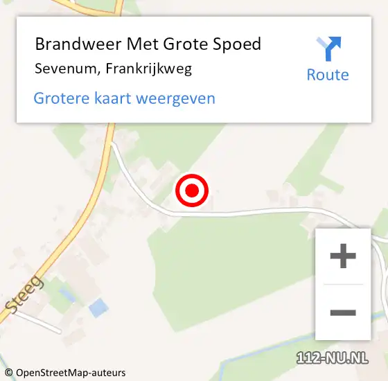 Locatie op kaart van de 112 melding: Brandweer Met Grote Spoed Naar Sevenum, Frankrijkweg op 23 november 2021 17:20