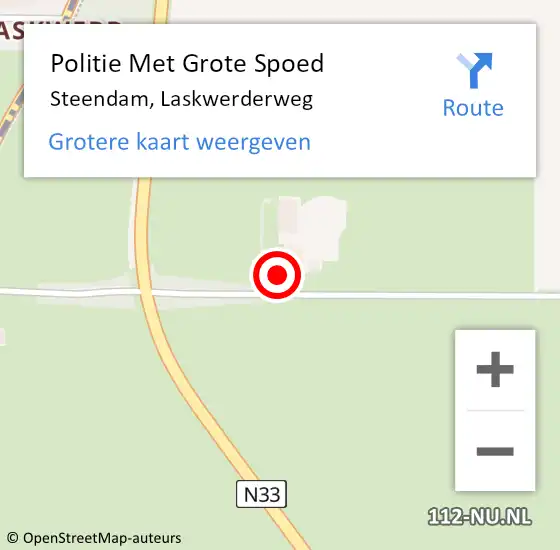 Locatie op kaart van de 112 melding: Politie Met Grote Spoed Naar Steendam, Laskwerderweg op 23 november 2021 17:24