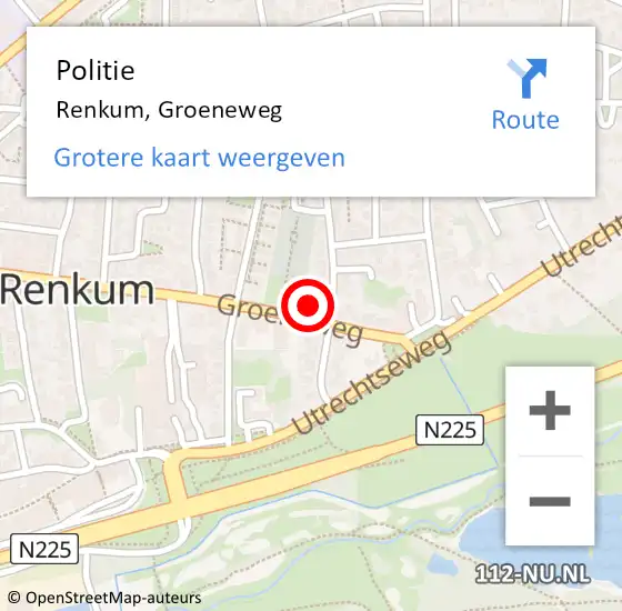 Locatie op kaart van de 112 melding: Politie Renkum, Groeneweg op 23 november 2021 17:25