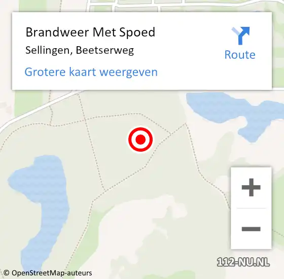 Locatie op kaart van de 112 melding: Brandweer Met Spoed Naar Sellingen, Beetserweg op 23 november 2021 17:27