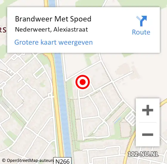 Locatie op kaart van de 112 melding: Brandweer Met Spoed Naar Nederweert, Alexiastraat op 23 november 2021 17:29