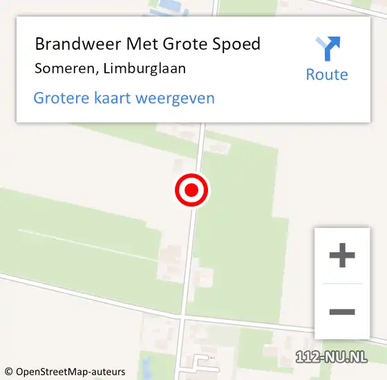 Locatie op kaart van de 112 melding: Brandweer Met Grote Spoed Naar Someren, Limburglaan op 23 november 2021 17:34