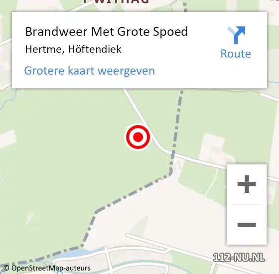 Locatie op kaart van de 112 melding: Brandweer Met Grote Spoed Naar Hertme, Höftendiek op 23 november 2021 17:45