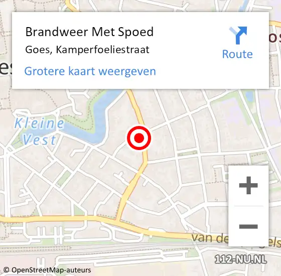 Locatie op kaart van de 112 melding: Brandweer Met Spoed Naar Goes, Kamperfoeliestraat op 23 november 2021 17:49