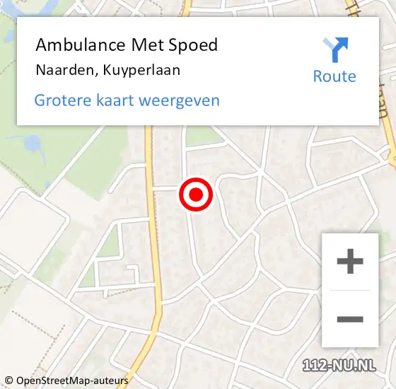 Locatie op kaart van de 112 melding: Ambulance Met Spoed Naar Naarden, Kuyperlaan op 23 november 2021 17:58