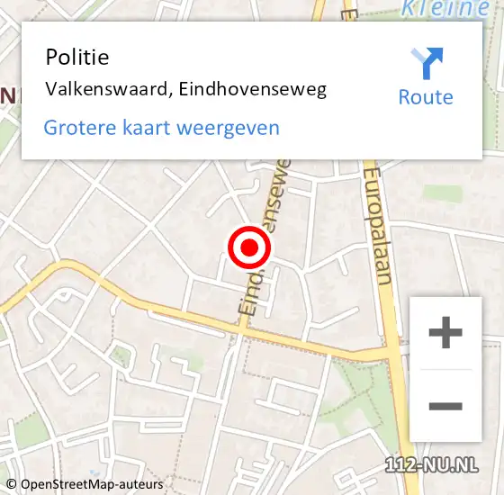 Locatie op kaart van de 112 melding: Politie Valkenswaard, Eindhovenseweg op 23 november 2021 17:59